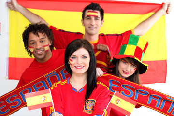 Group of Spanish soccer fans