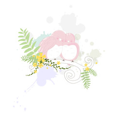 Vector illustration of two sweet birds
