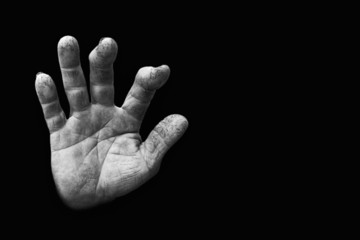 Mano segnata dal lavoro della terra