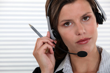 secretary with headset