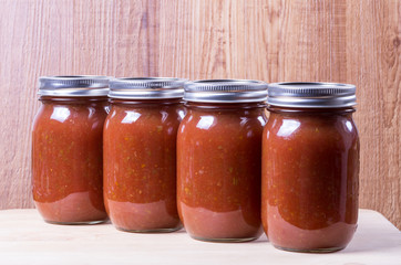 Tomato sauce in mason jars