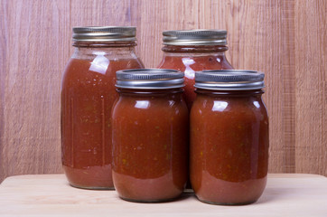 Fresh tomato sauce in jars