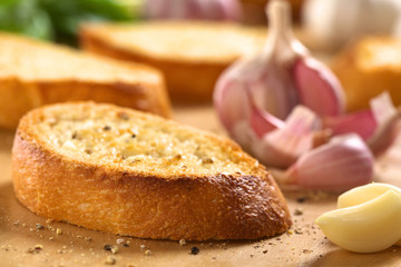 Crispy Italian Bruschetta with garlic, olive oil, pepper