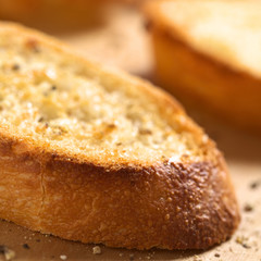Crispy Italian Bruschetta with garlic, olive oil, pepper