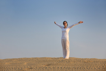 woman relax in desert