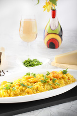 Risotto with saffron and fresh shrimp