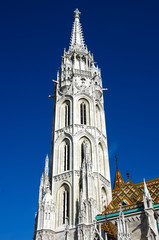 Fototapeta na wymiar Belltower Of Matthias Church In Budapest
