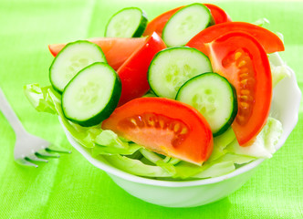 Fresh salad with tomatoes and cucumbers