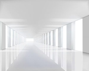 Obraz premium Empty white hall. Vector illustration.