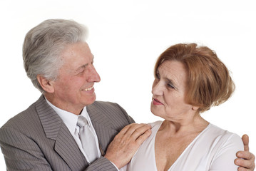 An senior with a lady standing