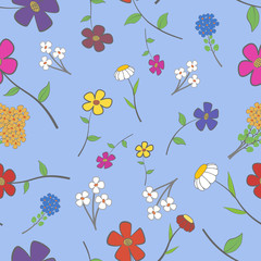 Fototapeta premium Cyan Floral Seamless