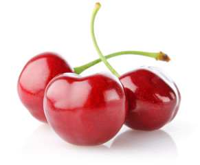 three ripe merry isolated on white background