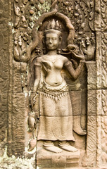 Fototapeta na wymiar Apsara carving, Preah Khan Temple, Cambodia