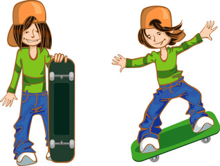 Teen girl with skateboard