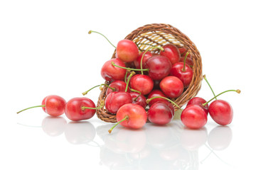 Cherries in a basket close up