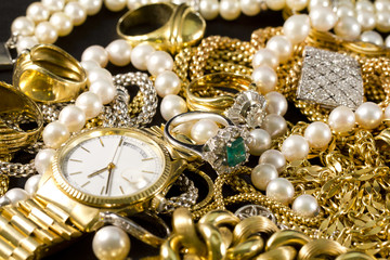Jewelry, gold, necklaces, rings, bracelets, watch, wealth