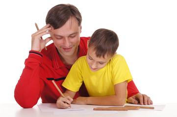 father and son drawing