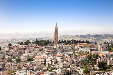 View from the Mountain of Olives on east Jerusalem.