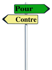 pour / contre, concept, panneau indication