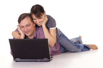 lovely couple with laptop