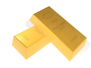 Gold bar on white background 999.9