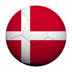 Denmark Flag Pattern 3d rendering of a soccer ball