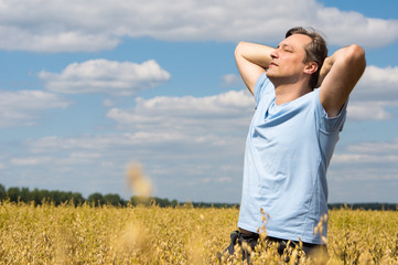 man at field