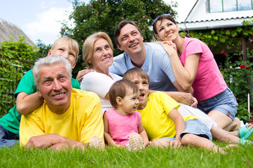 Fototapeta premium cute family of a seven outdoors