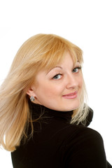 Naklejka premium Portrait of a beautiful luck blonde Caucasian girl