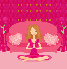 Obraz na płótnie Canvas Yoga girl in lotus position
