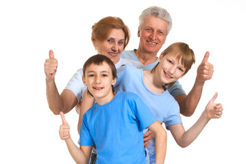 Happy grandparents with grandchildren fooled