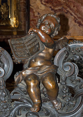 Baroque cherub statue in an Italian church
