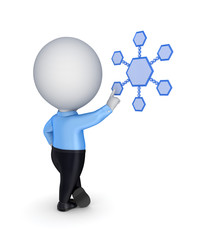 3d person pushing a button on a virtual interface.