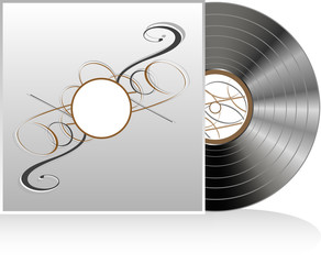 Black vinyl disc with abstract vintage cover