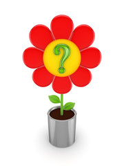 Cute red flower with a green query mark.