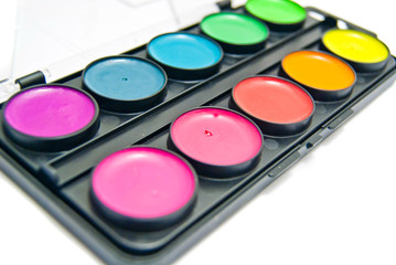 box of paints close-up
