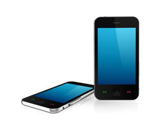Modern mobile phones with touchscreen.