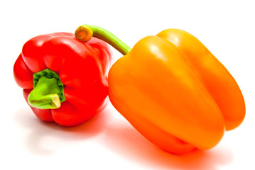 Orange and red peppers close-up