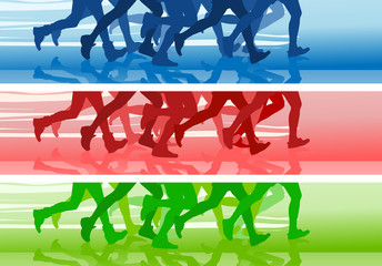 Feet of running sportsmen