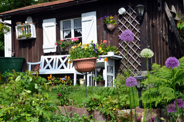 Fototapeta na wymiar Shabby chic kwiaty ogrodowe chata