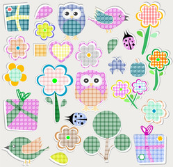 Scrapbook nature set. seamless vector background