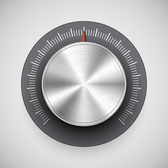 Chrome volume knob (button, music tuner) with light background