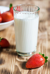 Strawberry and glass of milk