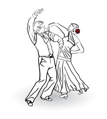 Couple dancing sketch concept