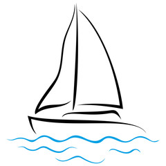 Symbol of ship sailing on the sea
