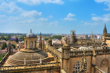 Naklejka premium aerial view of Seville Cathedral, Spain