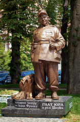 Monument to ukrainian stage director and actor Gnat Yura in Kiev