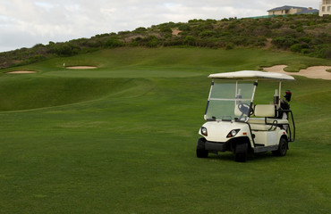 Golf cart at seaside holiday resort