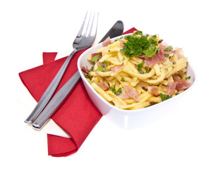 Cheese Spaetzle isolated on white