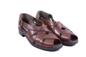 Brown sandals isolated on white background